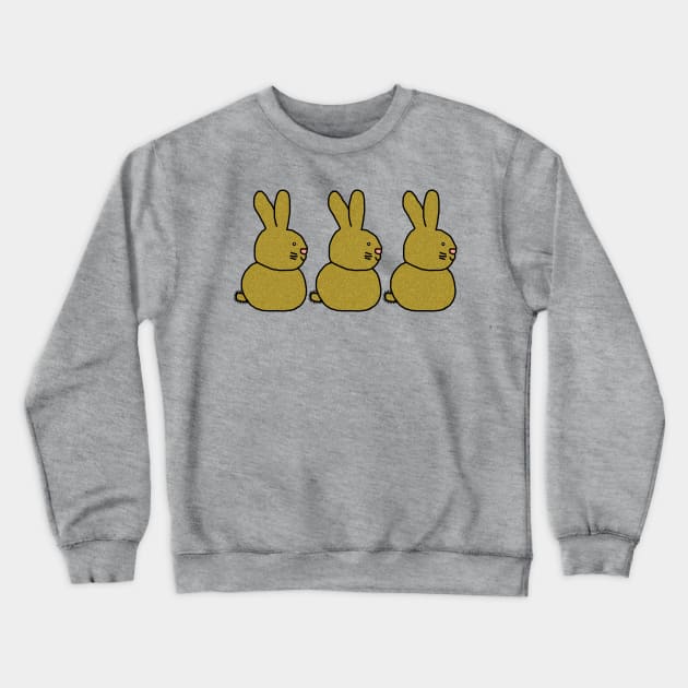 Three Gold Metallic Easter Bunny Rabbits Crewneck Sweatshirt by ellenhenryart